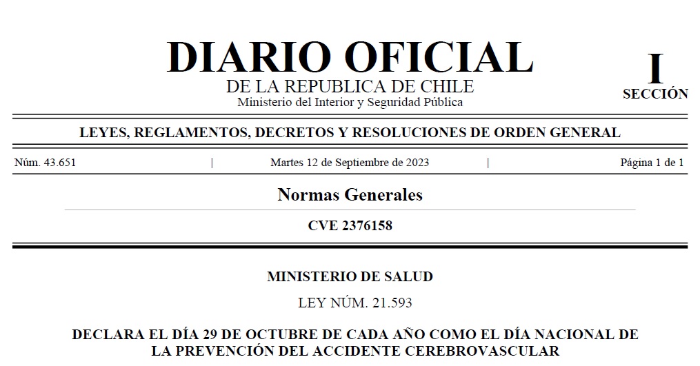 Día Nacional de la Prevención del ACV ya es Ley de la República de Chile